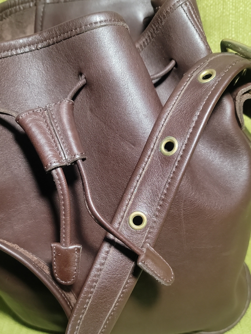 Vintage Coach Brown Leather Drawstring Bucket Bag - Picture 8 of 16